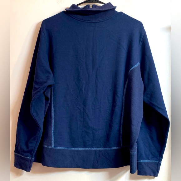 St Johns Bay Sweatshirt Jacket XL Blue Floral Open Front Zipper Long Sleeve - Picture 4 of 7